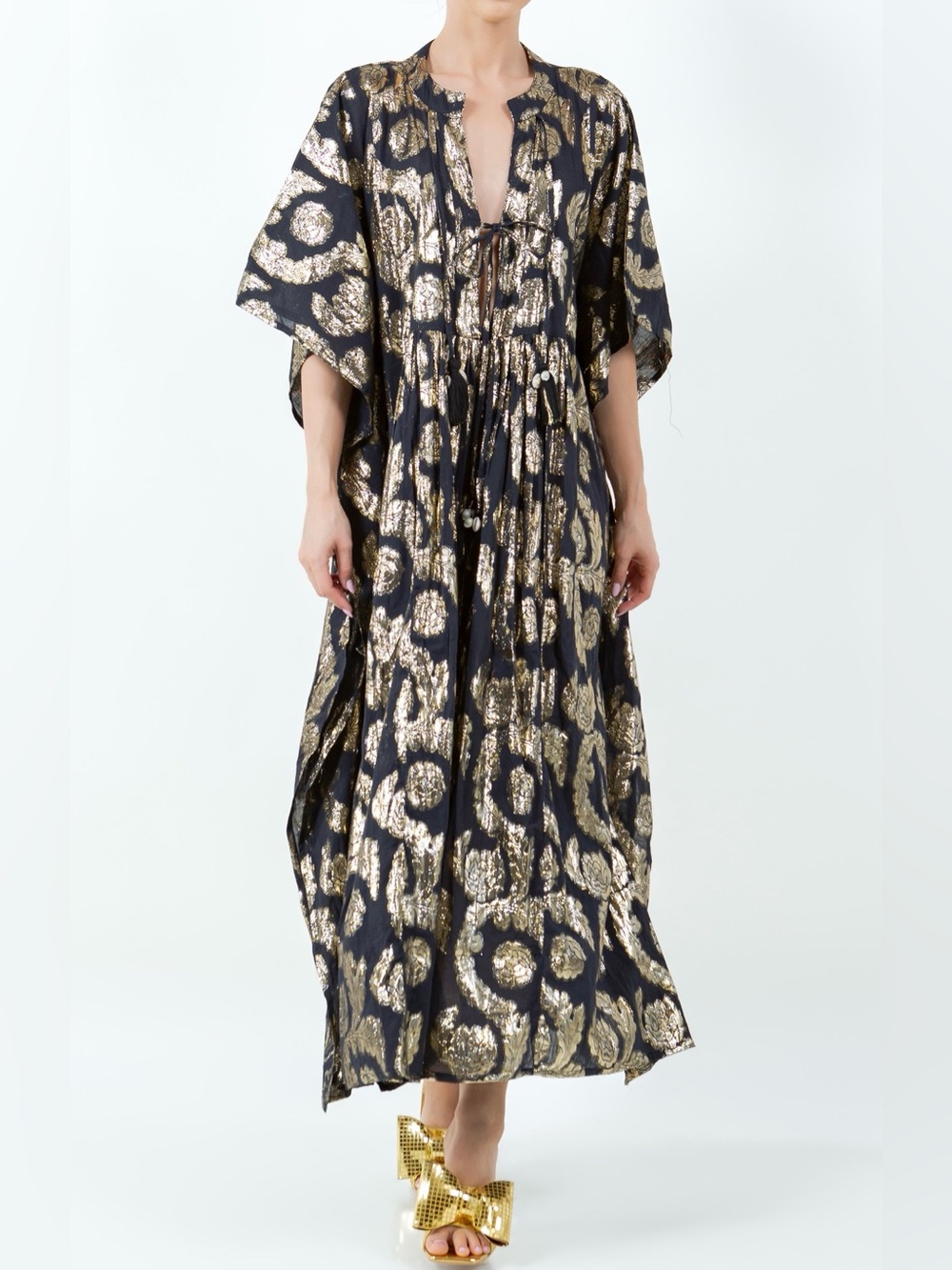 Meghan LA Palm Springs Caftan- Navy & Gold L/XL NWOT